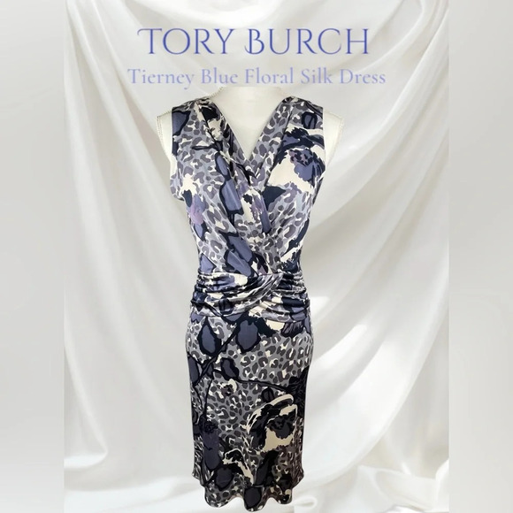 Tory Burch Dresses & Skirts - Tory Burch | Tierney Blue Floral Silk Dress